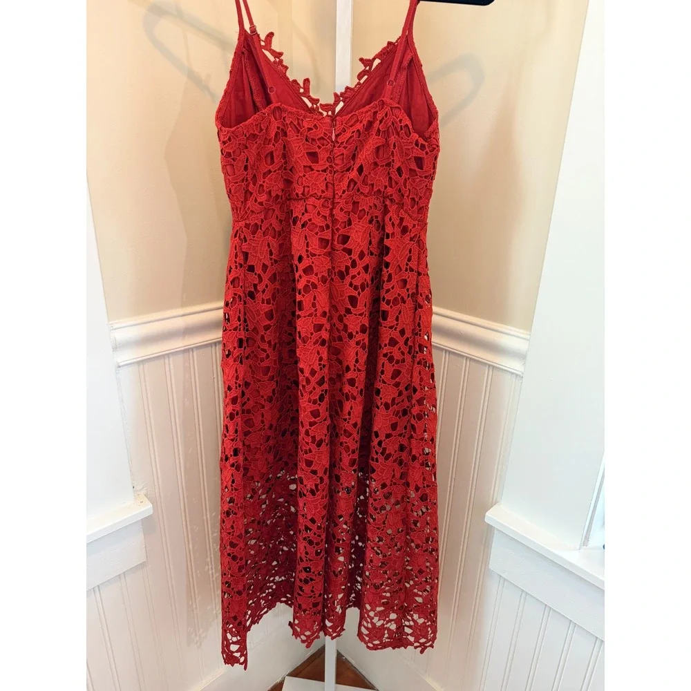 ASTR The Label Red Lace Cami Midi Dress Scalloped Wedding Guest Size S - Picture 14 of 16